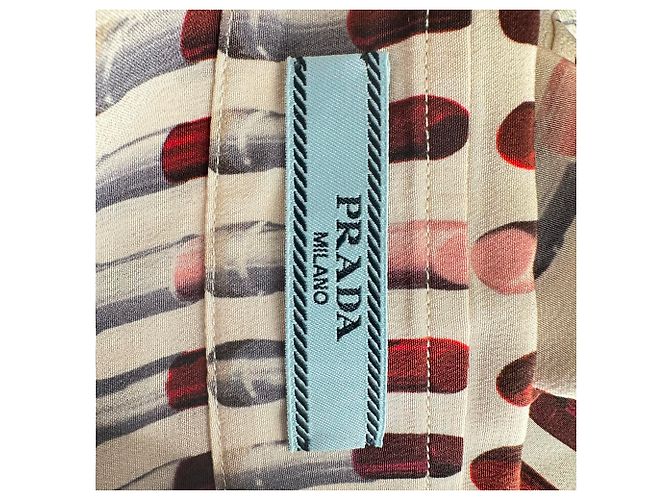 Prada Lipstick-Print Button-Down Shirt in Multicolor Silk Multiple colors - view 6