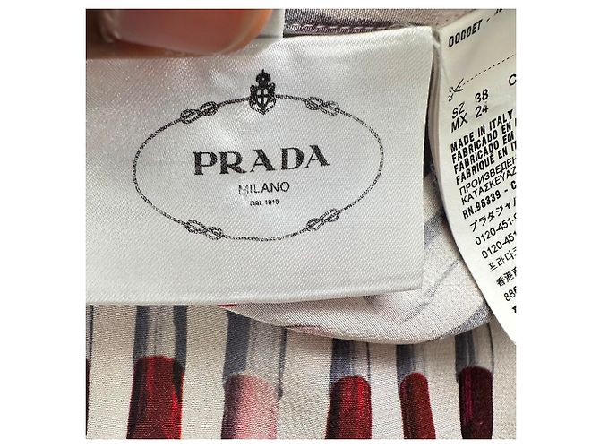 Prada Lipstick-Print Button-Down Shirt in Multicolor Silk Multiple colors - view 8