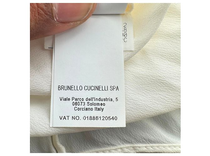 Abito camicia maxi a maniche lunghe Brunello Cucinelli in seta avorio Bianco Crudo - vista 14