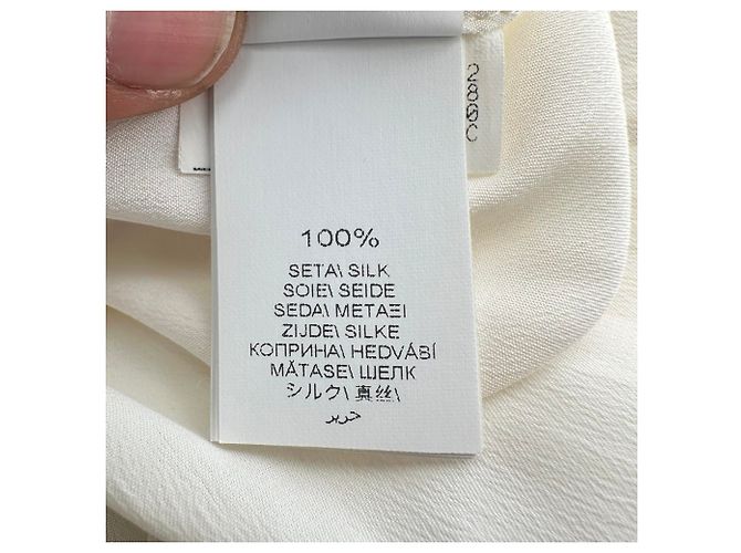 Abito camicia maxi a maniche lunghe Brunello Cucinelli in seta avorio Bianco Crudo - vista 7