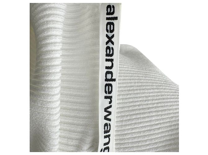 Top de punto con adornos de cadena Alexander Wang en viscosa blanca Blanco Crudo - vista 3