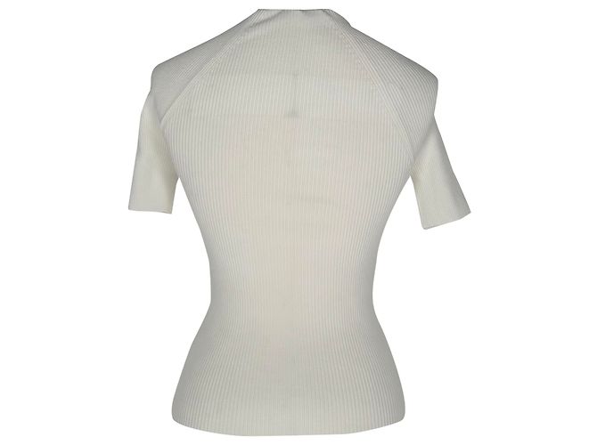 Top de punto con adornos de cadena Alexander Wang en viscosa blanca Blanco Crudo - vista 4