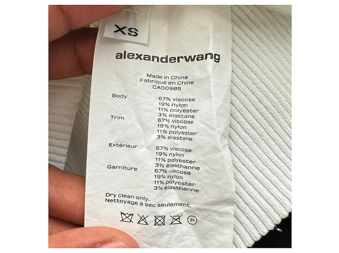 Top de punto con adornos de cadena Alexander Wang en viscosa blanca Blanco Crudo - vista 9