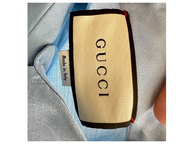 Camisa de botones Gucci en seda azul - vista 5