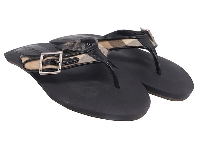 Burberry Nova Check Lancaster Flats in Black Leather - view 3