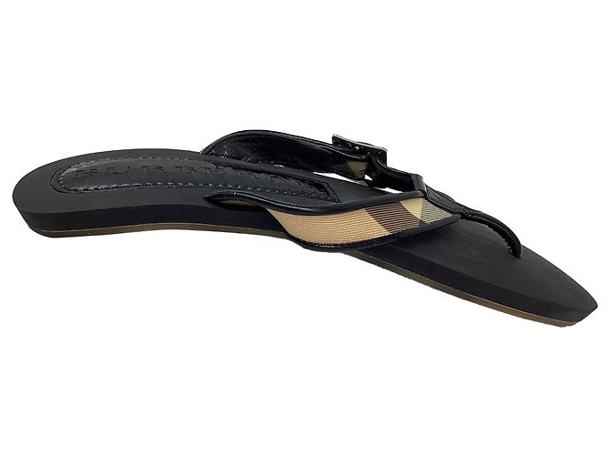 Burberry Nova Check Lancaster Flats in Black Leather - view 6