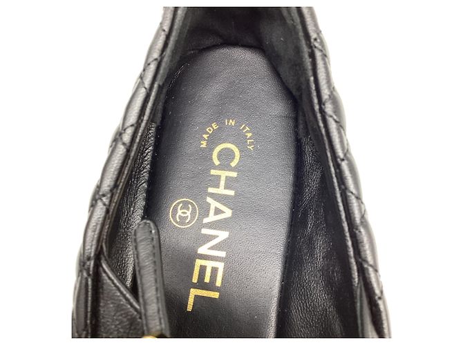 Timeless Ballerine Mary Jane matelassé con punta Chanel CC in pelle nera Nero - vista 10