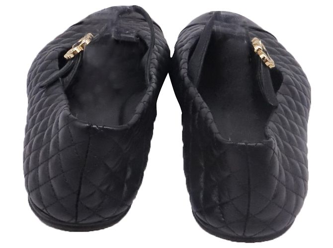 Timeless Ballerine Mary Jane matelassé con punta Chanel CC in pelle nera Nero - vista 5