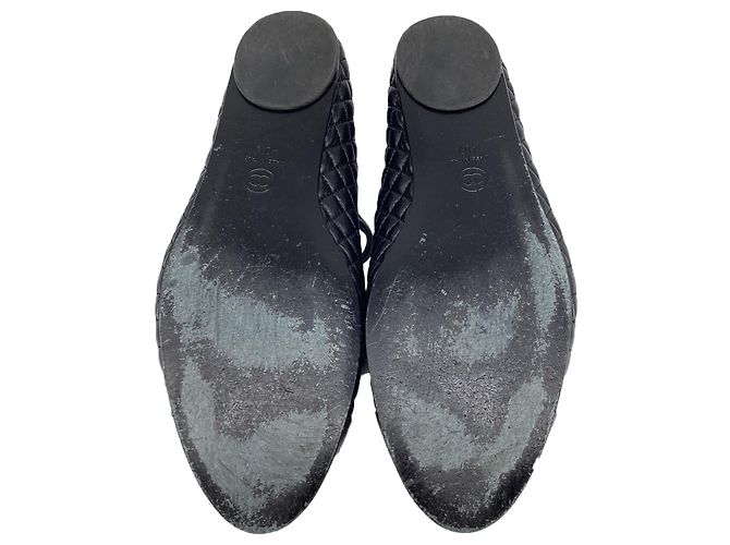 Timeless Ballerine Mary Jane matelassé con punta Chanel CC in pelle nera Nero - vista 8