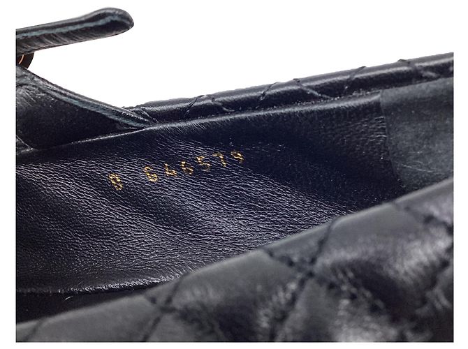 Timeless Ballerine Mary Jane matelassé con punta Chanel CC in pelle nera Nero - vista 9