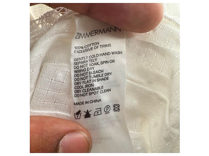 Vestido midi de manga curta com acabamento em renda Zimmermann em algodão branco Cru - vista 5