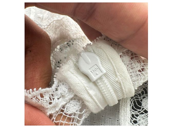 Vestido midi de manga curta com acabamento em renda Zimmermann em algodão branco Cru - vista 8