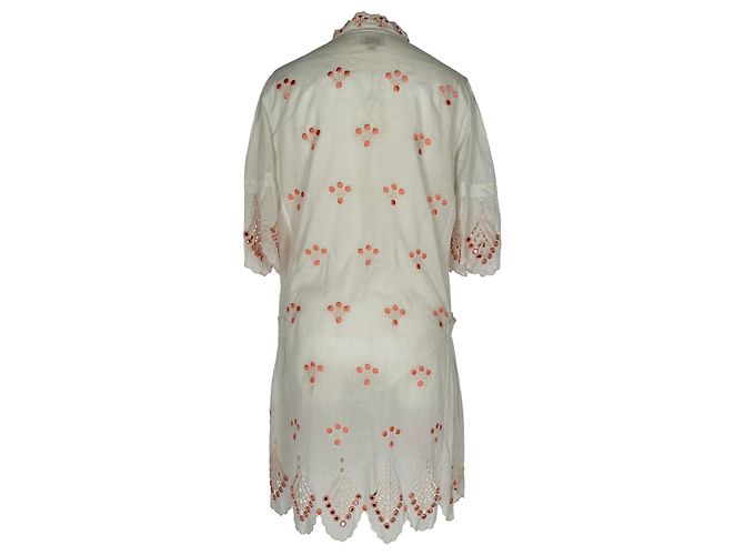 Mini abito ricamato Temperley London in cotone bianco - vista 3
