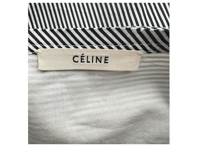 Céline Camisa de manga comprida riscada Celine em algodão preto - vista 3