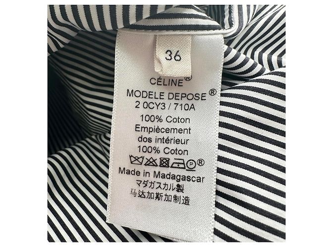 Céline Camisa de manga comprida riscada Celine em algodão preto - vista 6