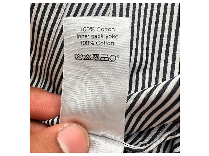 Céline Camisa de manga comprida riscada Celine em algodão preto - vista 8