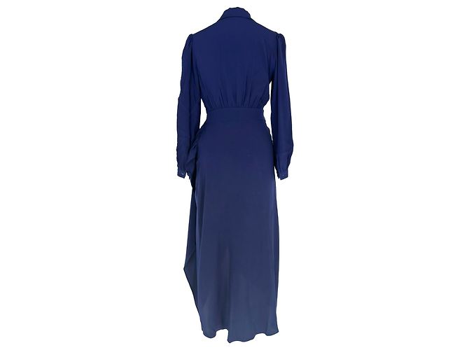Abito midi Stella effetto wrap Diane Von Furstenberg in seta blu navy - vista 3