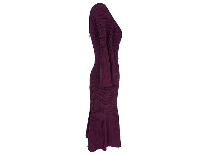 Mini abito a tromba testurizzato Herve Leger in rayon Violet Porpora - vista 2