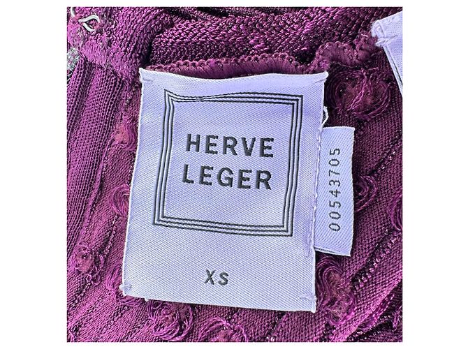 Mini abito a tromba testurizzato Herve Leger in rayon Violet Porpora - vista 4