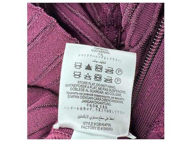 Mini abito a tromba testurizzato Herve Leger in rayon Violet Porpora - vista 6