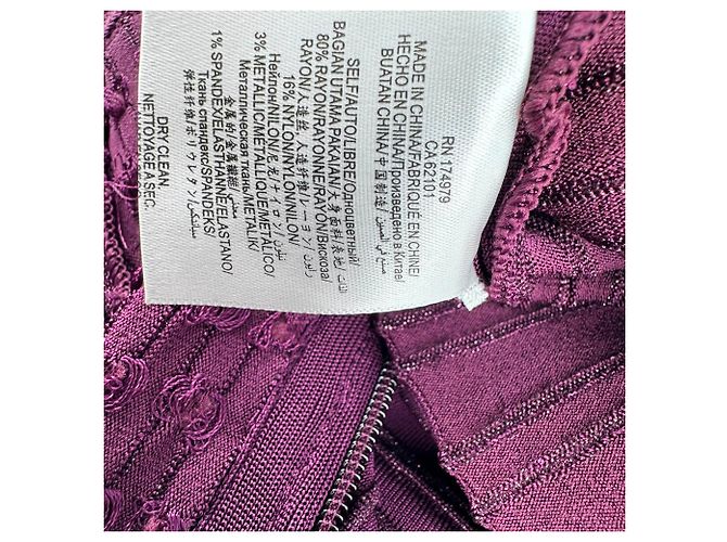 Mini abito a tromba testurizzato Herve Leger in rayon Violet Porpora - vista 7