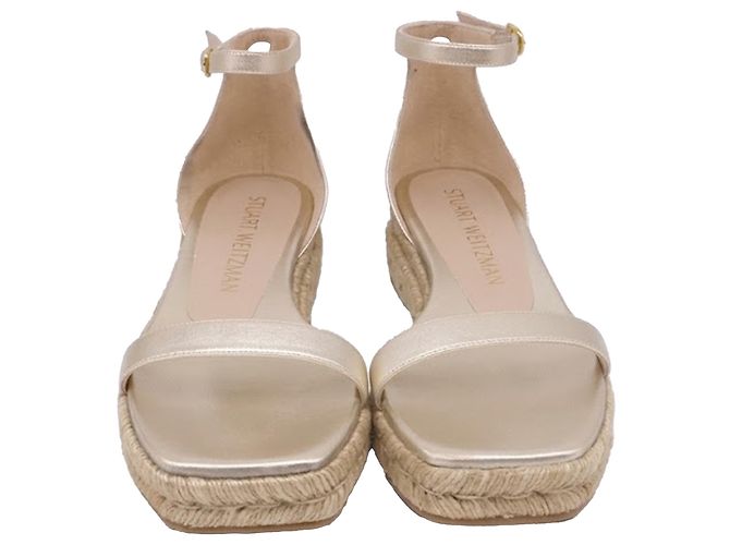 Sandali bassi espadrilles Stuart Weitzman Nudistcurve in pelle oro metallizzato D'oro Metallico - vista 2