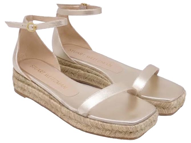 Sandali bassi espadrilles Stuart Weitzman Nudistcurve in pelle oro metallizzato D'oro Metallico - vista 3