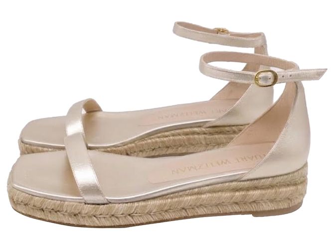Sandali bassi espadrilles Stuart Weitzman Nudistcurve in pelle oro metallizzato D'oro Metallico - vista 4