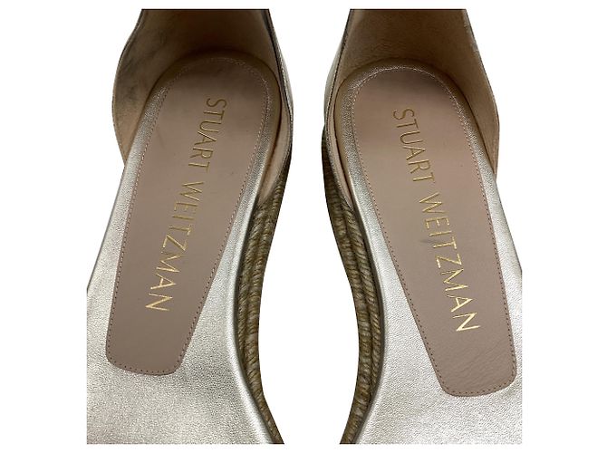 Sandali bassi espadrilles Stuart Weitzman Nudistcurve in pelle oro metallizzato D'oro Metallico - vista 9