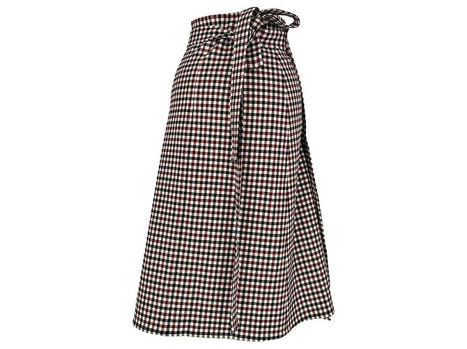 Céline Gonna midi a portafoglio in tweed a quadri Celine in cotone multicolore - vista 3