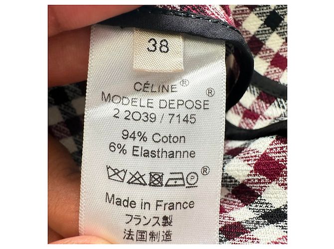 Céline Gonna midi a portafoglio in tweed a quadri Celine in cotone multicolore - vista 6