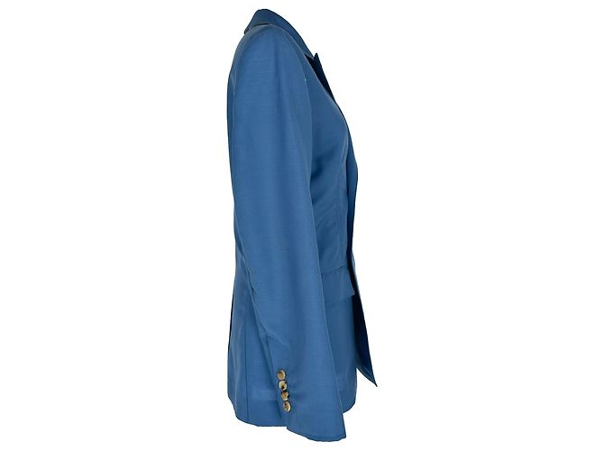 Blazer de abotoamento duplo Lanvin em lã mohair azul - vista 2