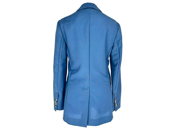 Blazer de abotoamento duplo Lanvin em lã mohair azul - vista 3