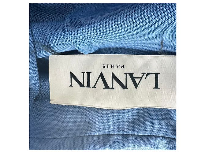 Blazer de abotoamento duplo Lanvin em lã mohair azul - vista 5