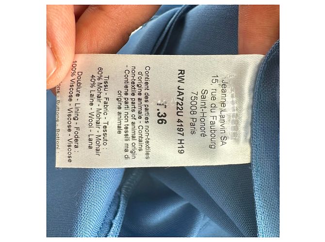 Blazer de abotoamento duplo Lanvin em lã mohair azul - vista 6