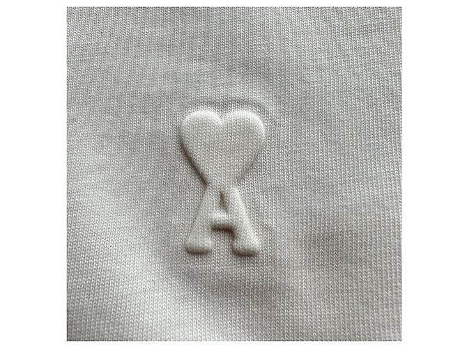 T-shirt in cotone bianco con logo in rilievo Ami Crudo - vista 3