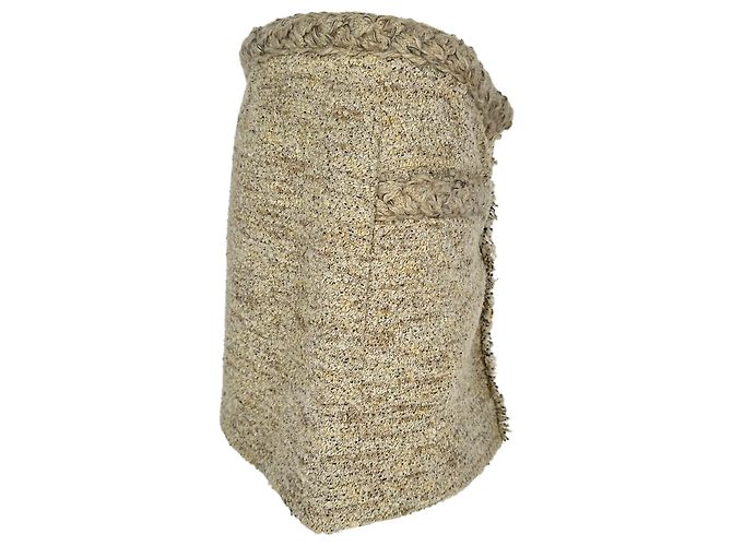 Mini saia de tweed Gleny Isabel Marant em algodão bege - vista 2