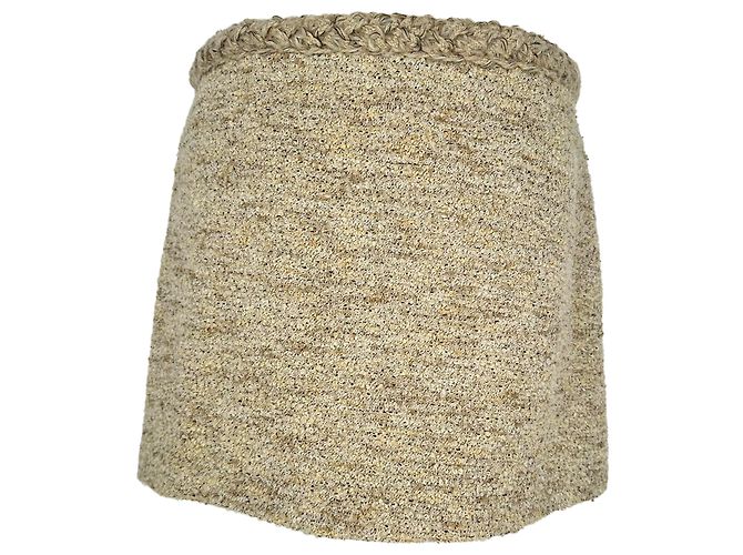 Mini saia de tweed Gleny Isabel Marant em algodão bege - vista 3