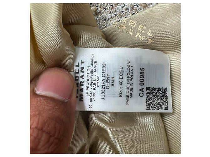 Mini saia de tweed Gleny Isabel Marant em algodão bege - vista 8
