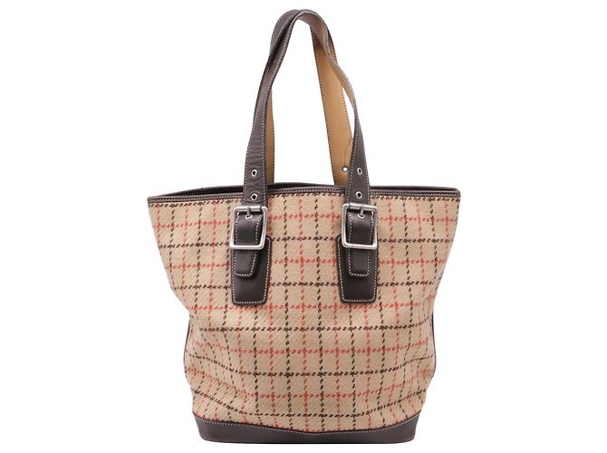 Borsa Tote Coach in Tweed Plaid in Lana Beige - vista 4