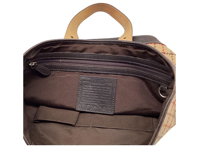 Borsa Tote Coach in Tweed Plaid in Lana Beige - vista 9