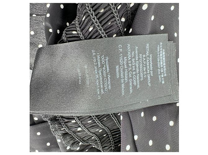 Maje Polka Dot V-Neck Midi Kleid aus schwarzer Viskose - Ansicht 11