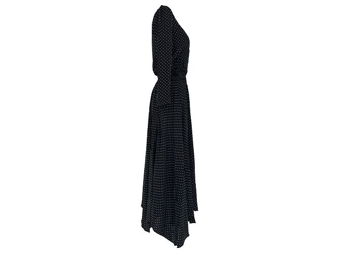 Maje Polka Dot V-Neck Midi Kleid aus schwarzer Viskose - Ansicht 2