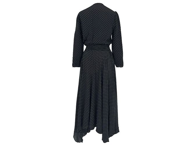 Maje Polka Dot V-Neck Midi Kleid aus schwarzer Viskose - Ansicht 3
