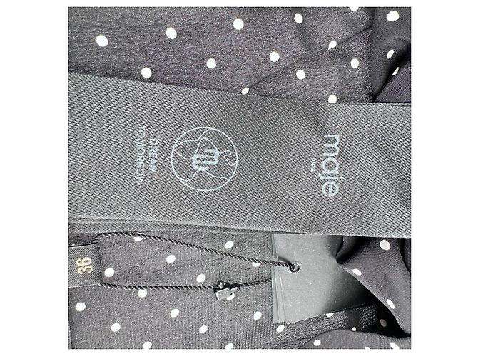 Maje Polka Dot V-Neck Midi Kleid aus schwarzer Viskose - Ansicht 5