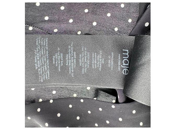 Maje Polka Dot V-Neck Midi Kleid aus schwarzer Viskose - Ansicht 6
