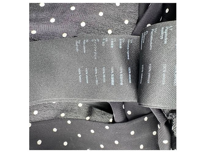 Maje Polka Dot V-Neck Midi Kleid aus schwarzer Viskose - Ansicht 8