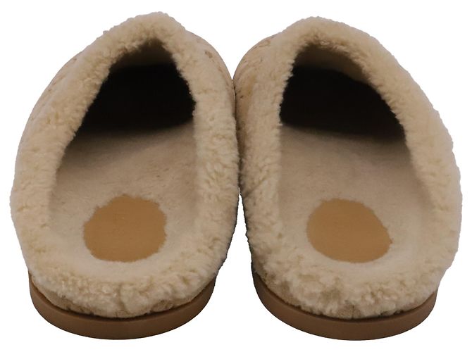 Mules Gucci Sol Horsebit in shearling e camoscio beige - vista 5