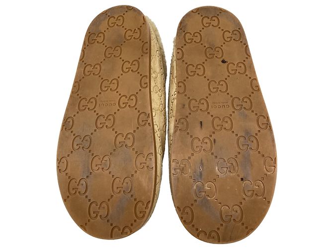 Mules Gucci Sol Horsebit in shearling e camoscio beige - vista 8