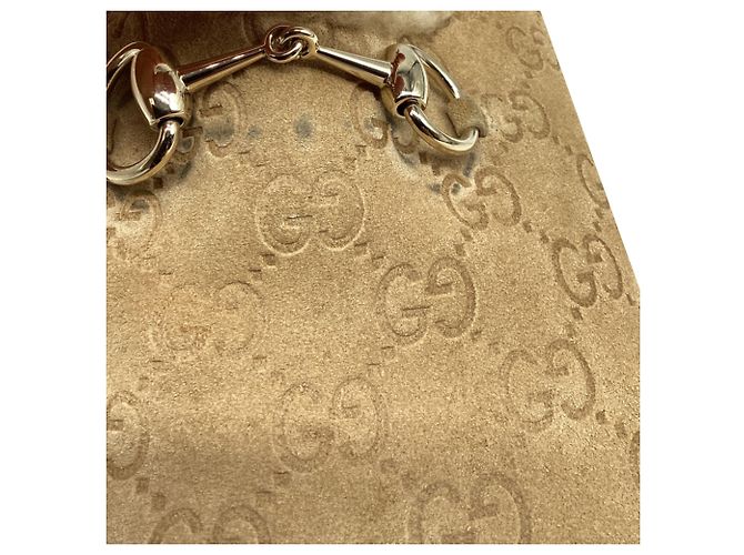 Mules Gucci Sol Horsebit in shearling e camoscio beige - vista 9
